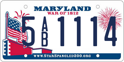 MD license plate 5AB1114