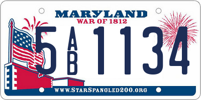 MD license plate 5AB1134
