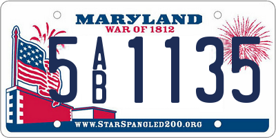 MD license plate 5AB1135