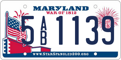 MD license plate 5AB1139