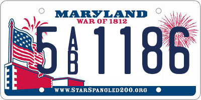 MD license plate 5AB1186