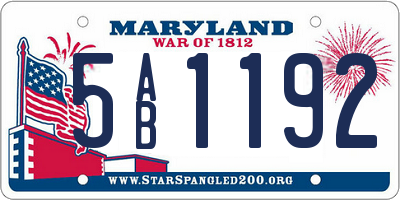 MD license plate 5AB1192