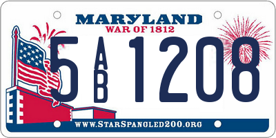 MD license plate 5AB1208