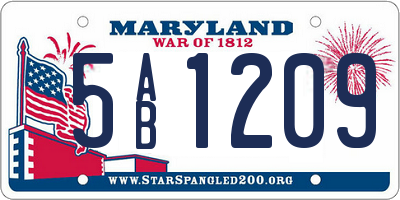 MD license plate 5AB1209