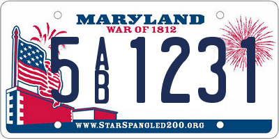 MD license plate 5AB1231