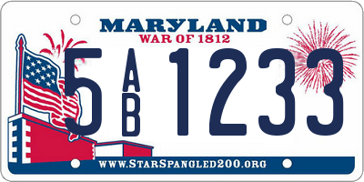 MD license plate 5AB1233