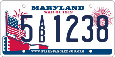 MD license plate 5AB1238