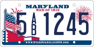 MD license plate 5AB1245
