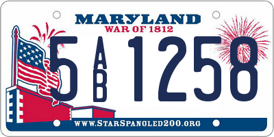 MD license plate 5AB1258