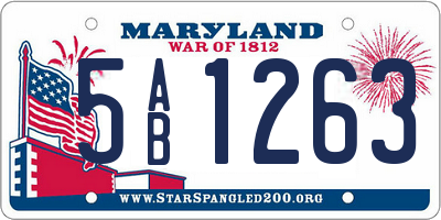 MD license plate 5AB1263