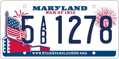 MD license plate 5AB1278