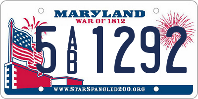 MD license plate 5AB1292