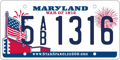 MD license plate 5AB1316