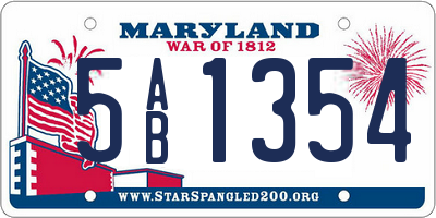 MD license plate 5AB1354