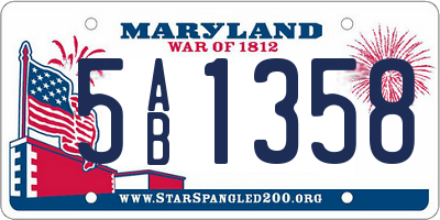 MD license plate 5AB1358