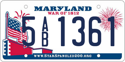 MD license plate 5AB1361