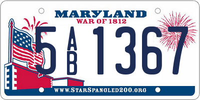 MD license plate 5AB1367