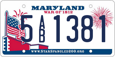 MD license plate 5AB1381