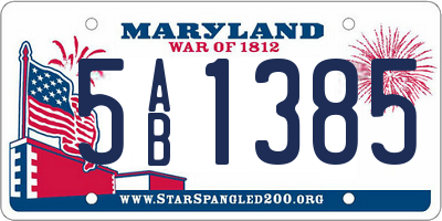 MD license plate 5AB1385