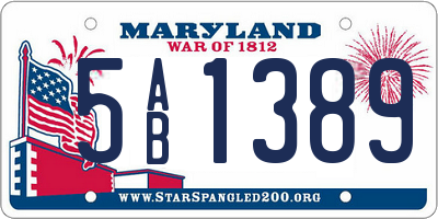 MD license plate 5AB1389