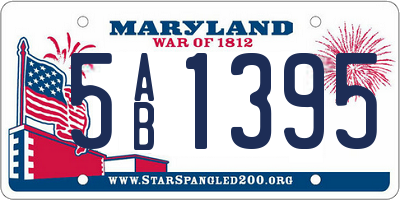 MD license plate 5AB1395