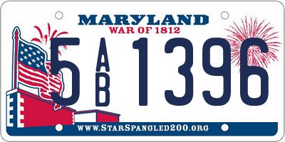 MD license plate 5AB1396