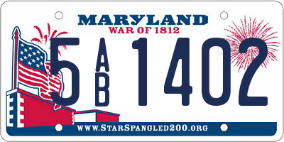 MD license plate 5AB1402