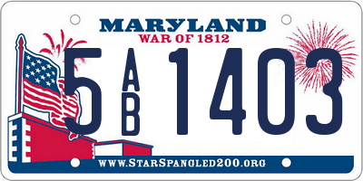 MD license plate 5AB1403