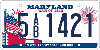 MD license plate 5AB1421