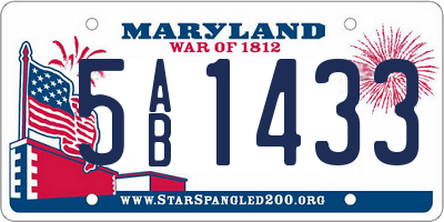 MD license plate 5AB1433