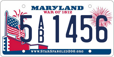 MD license plate 5AB1456