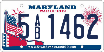 MD license plate 5AB1462
