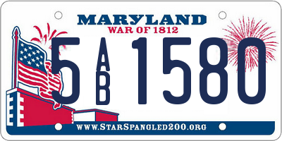 MD license plate 5AB1580