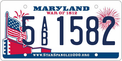 MD license plate 5AB1582