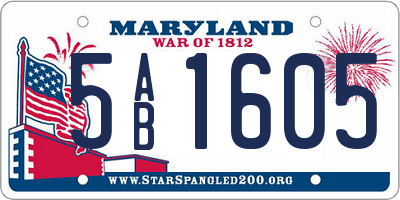 MD license plate 5AB1605