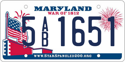 MD license plate 5AB1651