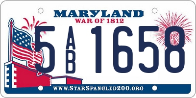MD license plate 5AB1658