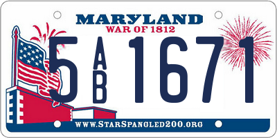 MD license plate 5AB1671
