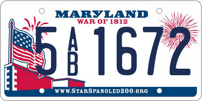 MD license plate 5AB1672
