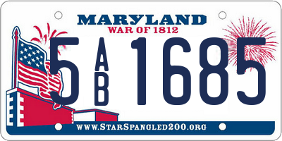 MD license plate 5AB1685