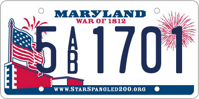 MD license plate 5AB1701