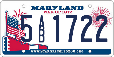 MD license plate 5AB1722