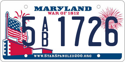 MD license plate 5AB1726
