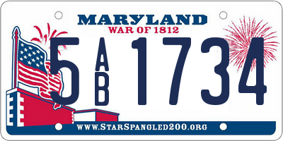 MD license plate 5AB1734