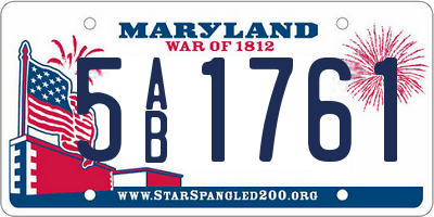 MD license plate 5AB1761