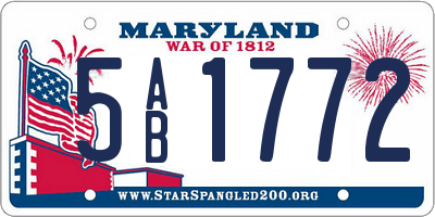 MD license plate 5AB1772