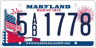MD license plate 5AB1778