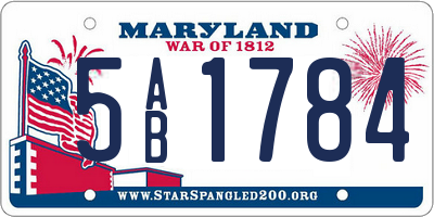 MD license plate 5AB1784