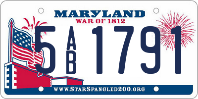 MD license plate 5AB1791