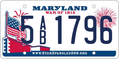 MD license plate 5AB1796